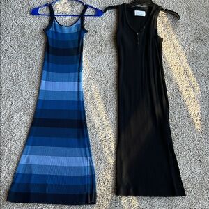 Banana Republic Size Small Striped Blue and Black Midi Dresses EUC